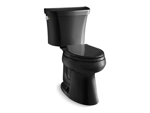 Highline® Comfort Height® two-piece elongated dual-flush toilet with Class Five® flushing technology and left-hand trip lever, seat not included, Black Black