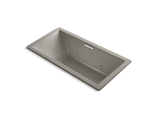 Underscore® Rectangle 72" x 36" drop-in whirlpool with heater without jet trim and with center drain, Cashmere