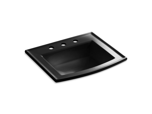 Archer® drop-in bathroom sink with 8" widespread faucet holes, Black Black