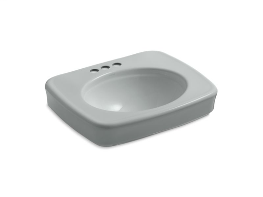 Bancroft® pedestal bathroom sink basin with 4" centerset faucet holes, Ice™ Grey