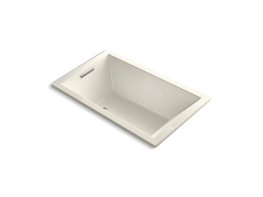 Underscore® Rectangle 60" x 36" drop-in BubbleMassage™ Air Bath with reversible drain and Bask™ heated surface, Biscuit