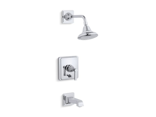 Pinstripe® Pure Rite-Temp® pressure-balancing bath and shower faucet trim with lever handle, valve not included, Polished Chrome