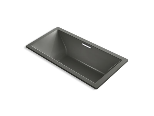 Underscore® Rectangle 72" x 36" drop-in BubbleMassage™ Air Bath with center drain, Thunder Grey