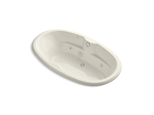 7242 72" x 42" oval drop-in whirlpool with custom pump location and heater, Biscuit