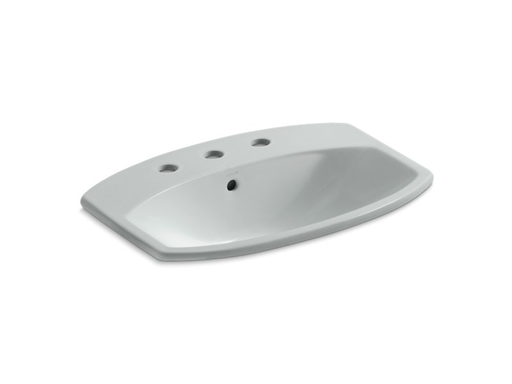 Cimarron® drop-in bathroom sink with 8" widespread faucet holes, Ice™ Grey
