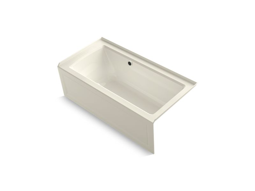 Archer® 60" x 30" alcove BubbleMassage™ Air Bath with integral apron, right-hand drain and Bask™ heated surface, Biscuit