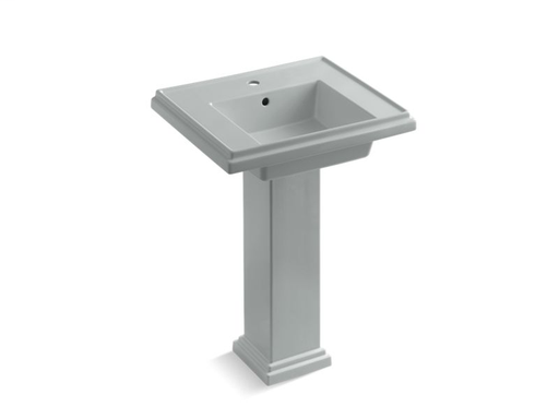 Tresham® 24" pedestal bathroom sink with single faucet hole, Ice™ Grey