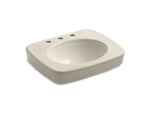 Bancroft® pedestal bathroom sink basin with 8" widespread faucet holes, Almond