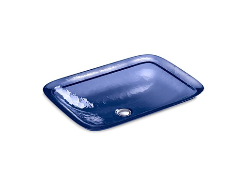 Inia® wading pool® glass rectangular vessel bathroom sink, Translucent Sapphire