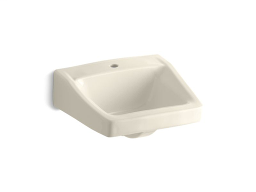 Chesapeake™ 19-1/4" x 17-1/4" wall-mount/concealed arm carrier bathroom sink with single faucet hole, Almond
