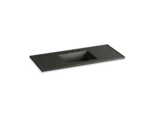 Ceramic/Impressions® 49" rectangular vanity-top bathroom sink with 8" centerset faucet holes, Thunder Grey Impressions