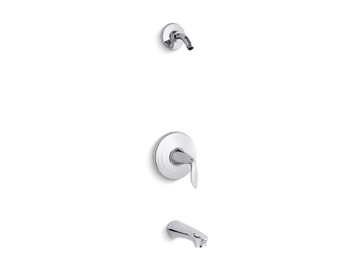 Refinia® Rite-Temp® bath and shower valve trim with lever handle and spout, less showerhead, Polished Chrome