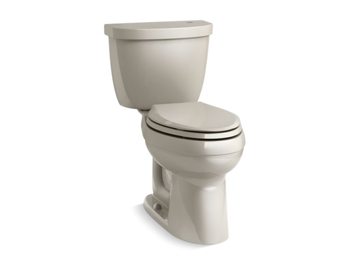 Cimarron® Touchless Comfort Height® two-piece elongated 1.28 gpf toilet with AquaPiston® flushing technology, seat not included, Sandbar