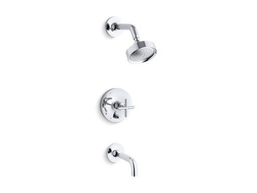 Purist(r) Rite-Temp(r) pressure-balancing bath and shower trim set, valve not included, Polished Chrome