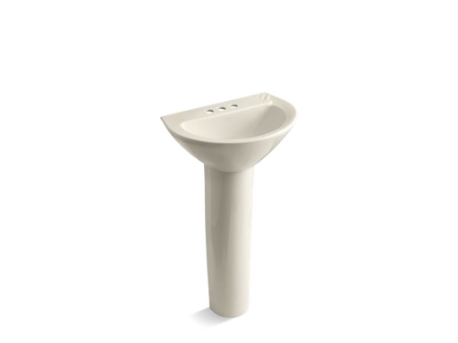 Parigi® pedestal bathroom sink with 4" centerset faucet holes, Almond