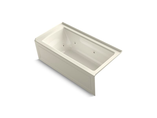 Archer® 60" x 30" alcove whirlpool with integral flange and right-hand drain, Biscuit
