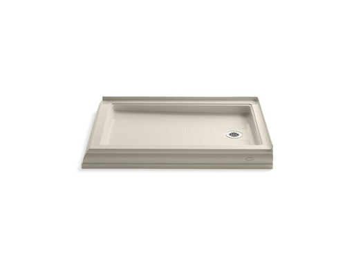 Memoirs® 48" x 34" double threshold right-hand drain shower base, Almond