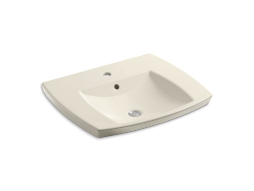 Kelston® drop-in bathroom sink with single faucet hole, Almond