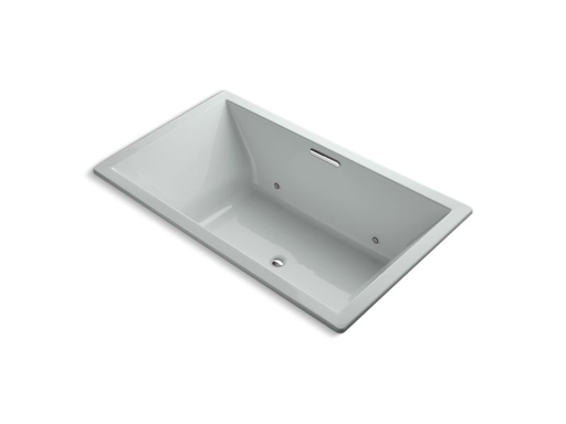 Underscore® Rectangle 72" x 42" drop-in VibrAcoustic® bath with chromatherapy and center drain, Ice™ Grey