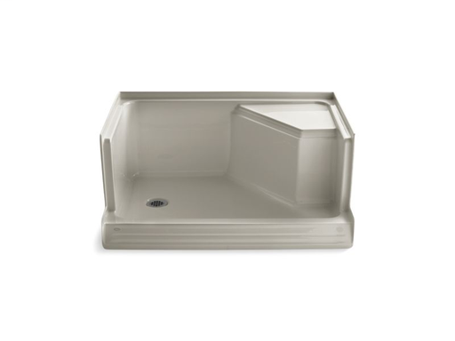 Memoirs® 48" x 36" single threshold left-hand drain shower base with integral seat at right, Sandbar
