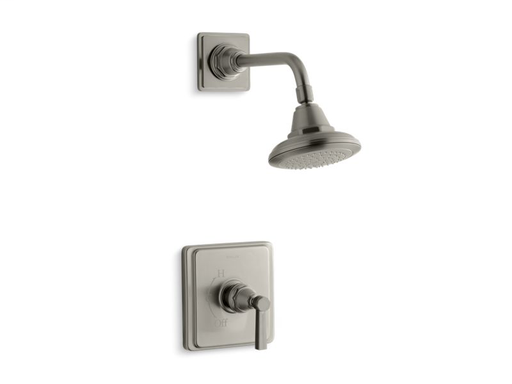 Pinstripe® Rite-Temp® shower valve trim with lever handle and 2.5 gpm showerhead, Vibrant Brushed Nickel