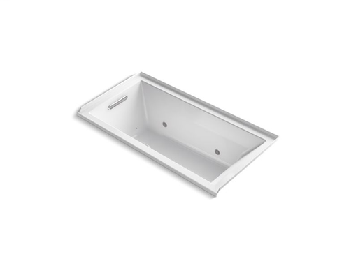 Underscore® Rectangle 60" x 30" alcove BubbleMassage™ Air Bath with integral flange, left-hand drain and chromatherapy, White