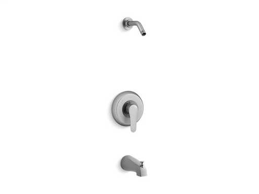 July™ Rite-Temp® bath and shower valve trim with lever handle and Slip fit spout, less showerhead, Brushed Chrome