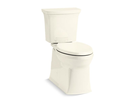 Corbelle® Comfort Height® two-piece elongated 1.28 gpf toilet with skirted trapway and Revolution 360™ swirl flushing technology and right-hand trip lever, seat not included, Biscuit