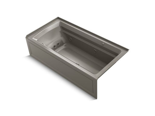 Archer® 72" x 36" integral apron whirlpool + BubbleMassage™ Air Bath with right-hand drain, Cashmere