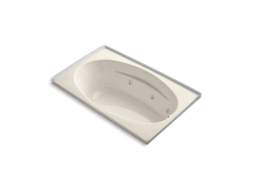 6036 60" x 36" alcove whirlpool with integral flange, right-hand drain and heater, Almond