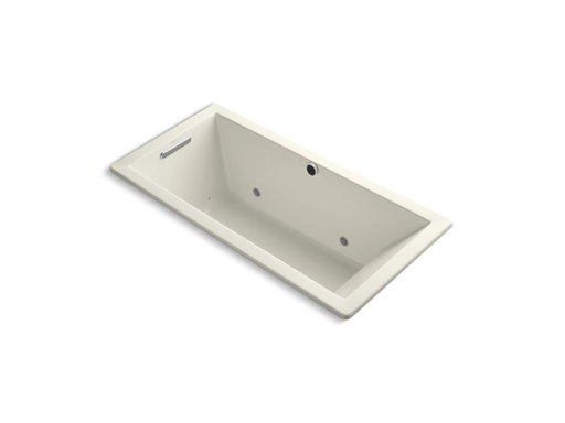 Underscore® Rectangle 66" x 32" drop-in BubbleMassage™ Air Bath with reversible drain and Bask™ heated surface, Biscuit