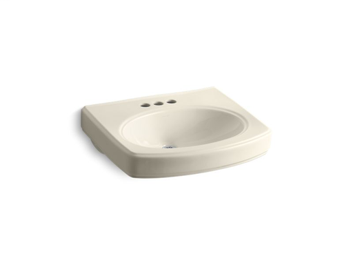 Pinoir® bathroom sink basin with 4" centerset faucet holes, Almond