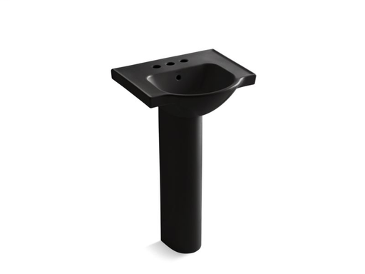 Veer™ 21" pedestal bathroom sink with 4" centerset faucet holes, Black Black