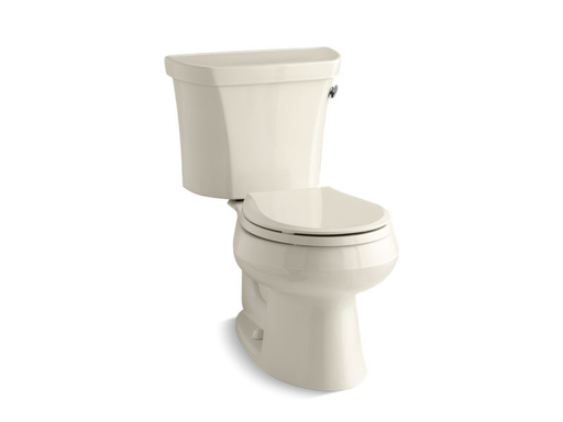 Wellworth® two-piece round-front 1.28 gpf toilet with Class Five® flush technology, right-hand trip lever and Insuliner® tank liner, seat not included, Almond