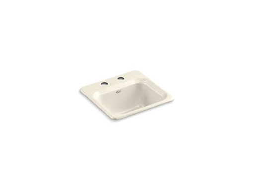 Northland™ 15" x 15" x 7-5/8" top-mount bar sink with 2 faucet holes, Almond