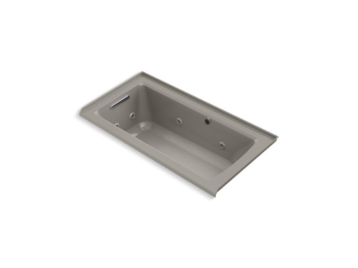 Archer® 60" x 30" alcove whirlpool with Bask® heated surface, integral flange and left-hand drain, Cashmere