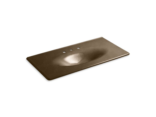 Iron/Impressions® 43" vanity-top bathroom sink with 8" widespread faucet holes, Black 'n Tan