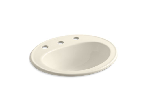 Pennington® drop-in bathroom sink with 8" widespread faucet holes, Almond
