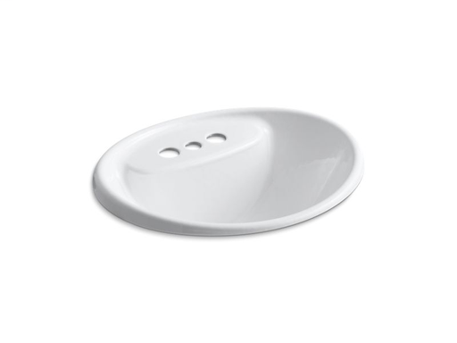 Tides® drop-in bathroom sink with 4" centerset faucet holes, White