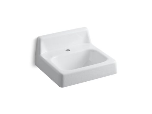 Hudson™ 20" x 18" wall-mount/concealed arm carrier bathroom sink with single faucet hole and lugs for chair carrier, White