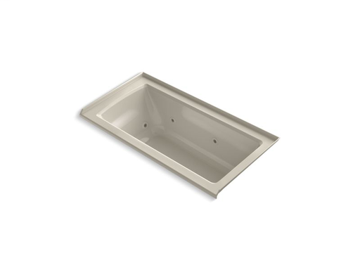 Archer® 60" x 30" alcove whirlpool with integral flange and right-hand drain, Sandbar