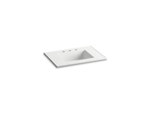 Ceramic/Impressions® 31" rectangular vanity-top bathroom sink with 8" widespread faucet holes, White Impressions