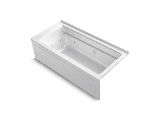 Archer® 66" x 32" integral apron whirlpool + BubbleMassage™ Air Bath with right-hand drain, White