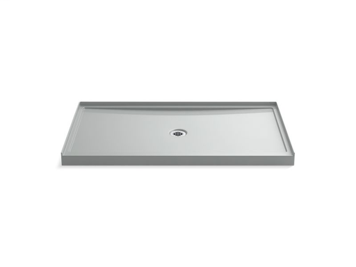Rely® 60" x 34" single-threshold shower base with center drain, Ice™ Grey