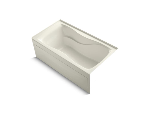 Hourglass® 60" x 32" alcove bath with integral apron, integral flange and right-hand drain, Biscuit