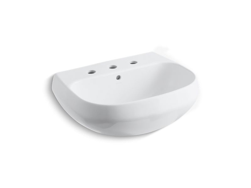 Wellworth® bathroom sink basin with 8" widespread faucet holes, White