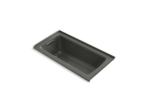 Archer® 60" x 30" alcove BubbleMassage™ Air Bath with integral flange and left-hand drain, Thunder Grey