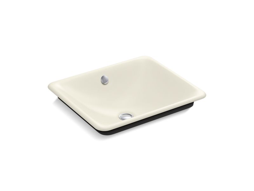 Iron Plains® Wading Pool® rectangular bathroom sink with Iron Black painted underside, Biscuit