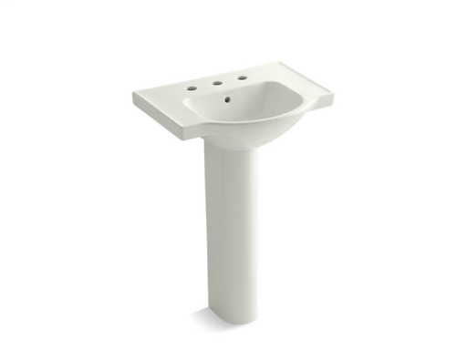Veer™ 24" pedestal bathroom sink with 8" widespread faucet holes, Dune