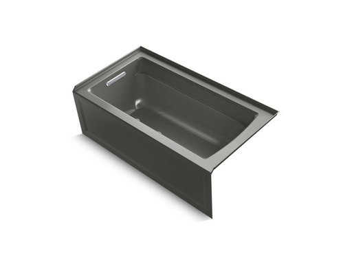 Archer® 60" x 32" alcove bath with integral apron, integral flange and left-hand drain, Thunder Grey
